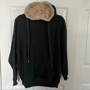 Aerie Oversized Tunic Hoodie with Fur Lined Hood and Pocket